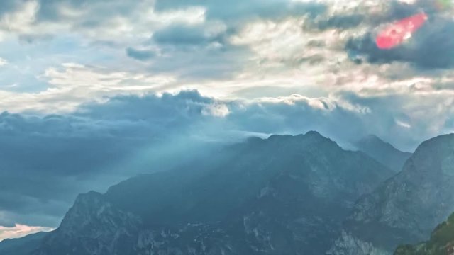 Landscape with Lake Garda, Italy. Timelapse