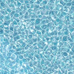 Sunlight in the pool with turquoise tiles. Caustics in the pool. 3D illustration