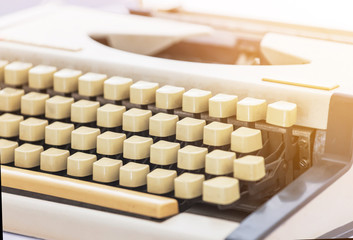 Close up old classic vintage keyboard typewriter