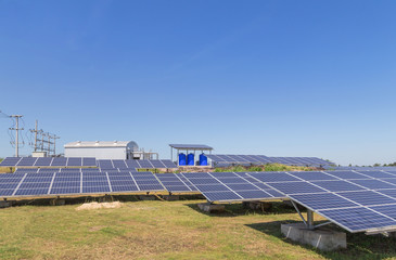       Close up rows array of polycrystalline silicon solar cells or photovoltaics in solar power...