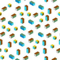 Light Blue, Yellow vector seamless, isometric pattern in square style.