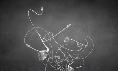 Internet connection cable. Mixed media