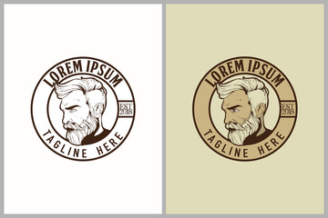 masculine and fashion bearded man vintage logo template