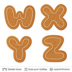 Gingerbread letters isolated on white.