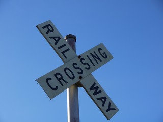Sign of crossing railway in Whitehorse, Yukon, Canada