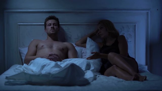 Offended man not accepting apologies from disappointed lady, relationship crisis