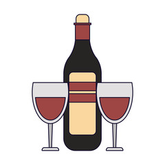 Wine bottle with cups