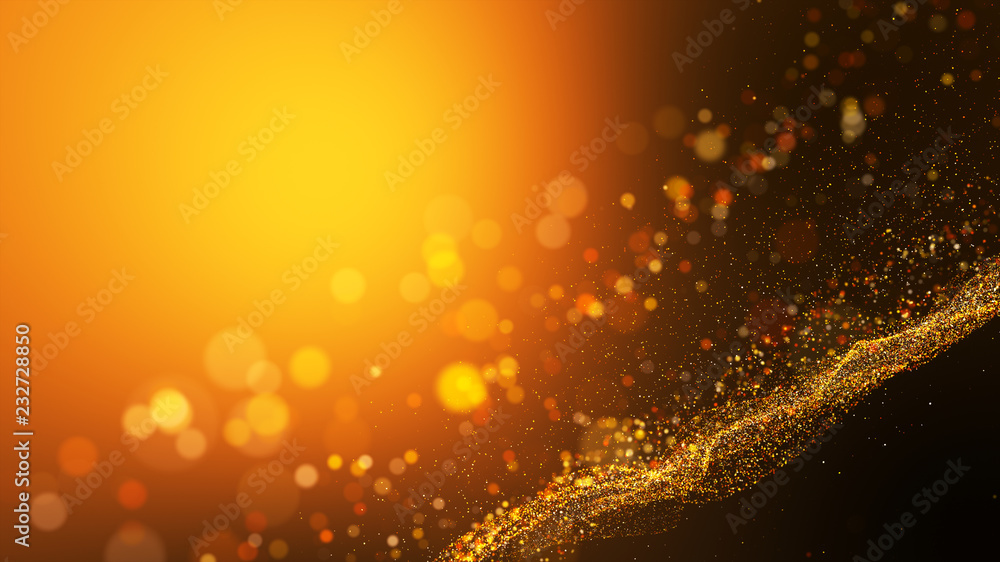 Poster red orange fire background, digital signature with wave particles, sparkle, veil and space with dept