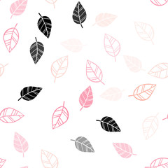 Light Pink vector seamless elegant wallpaper with leaves.