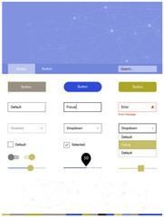 Light Blue, Yellow vector wireframe kit with crystals, circles.