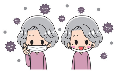 Seniors with a mask