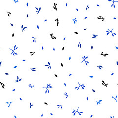 Fototapeta na wymiar Dark BLUE vector seamless doodle texture with leaves.