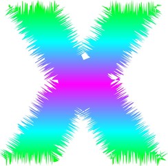 fuzzy green, blue and purple uppercase letter X - 232731230