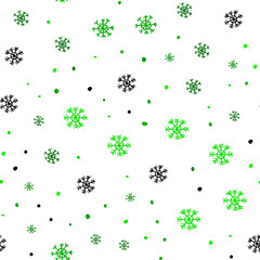 Light Green vector seamless pattern with christmas snowflakes.