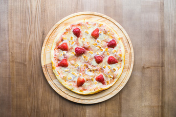 Sweet pizza, pizza with strawberry, baby pizza