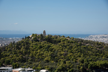 Fototapeta na wymiar View of Philopappos hill and Monument