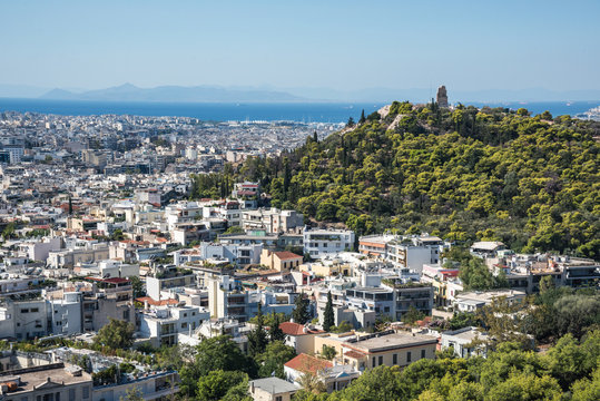 Athens View and Philopappos Hill from the Acropolis