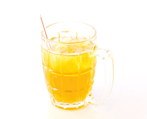 Iced chrysanthemum tea on white background
