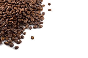 Concept of coffee beans with copy space for text or logo. Isolated.