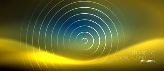 Neon glowing circles background