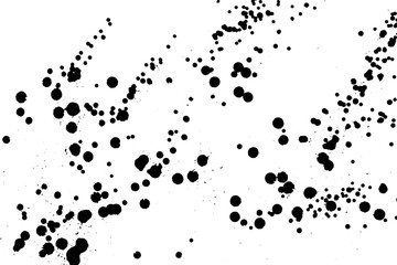 Ink grunge drops texture. Black hand drawn splashes and stains on white background.