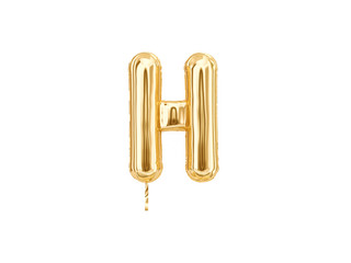 Gold foil alphabet, Letters H isolated on white background. 3d rendering