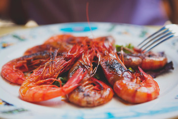 shrimps on white plate