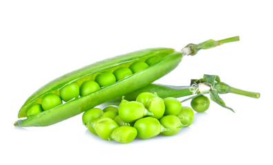 Peas green beans isolated on white background