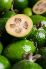 Fresh green slice of feijoa