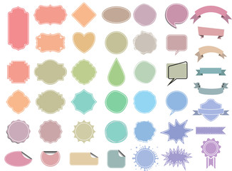 pastel color label tag vector set, ribbon, sticker, banner, collection design