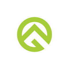 letter gn green natural mountain logo vector 