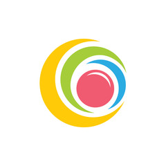 colorful sun and waves circle geometric logo vector