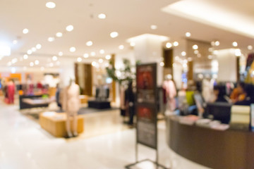 Abstract blur shopping mall center and shop retail store for background.