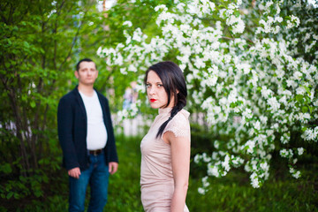 Fototapeta premium lovers in the forest photo shoot in nature