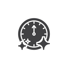 Wall clock pointing at 12 o'clock vector icon. filled flat sign for mobile concept and web design. New year clock simple solid icon. Symbol, logo illustration. Pixel perfect vector graphics