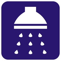 shower, white silhouette at blue frame, vector icon	