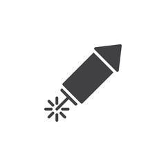 Firework rocket vector icon. filled flat sign for mobile concept and web design. Party rocket simple solid icon. Symbol, logo illustration. Pixel perfect vector graphics