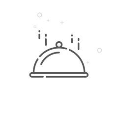 Fototapeta premium Christmas Dinner, Festive Table Vector Line Icon. New Year Celebrations Symbol, Pictogram, Sign. Light Abstract Geometric Background. Editable Stroke. Adjust Line Weight. Design with Pixel Perfection.