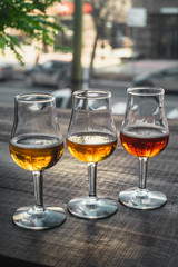 glass of beer on wooden table