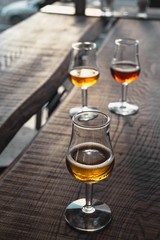 glass of beer on wooden table