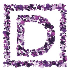 Letter D. Scientific style molecules font. 3d illustration isolated on white.