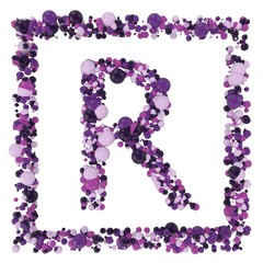 Letter R. Scientific style molecules font. 3d illustration isolated on white.