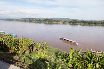 Clouds over river in mid day, Mae Khong river in Thailand