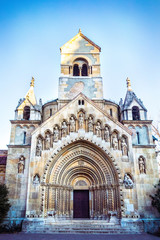 Facade of Chapel, Vajdahunyad Castle in City Park of Budapest, Hungary. © lara-sh