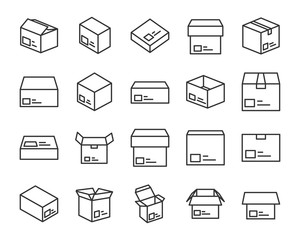 set of send box icons, such as delivery, gift, shopping, present