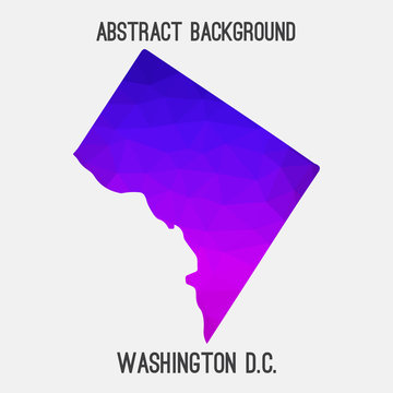 Washington D.C. map low poly geometric polygonal,mosaic style,abstract tessellation,modern design background. Geometric cover, mockup. Vector illustration EPS10.