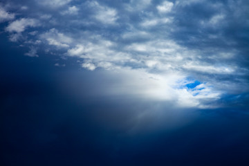 Beautiful blue cloudy sky at sunset.