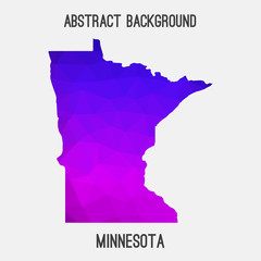Minnesota map low poly geometric polygonal,mosaic style,abstract tessellation,modern design background. Geometric cover, mockup. Vector illustration EPS10.