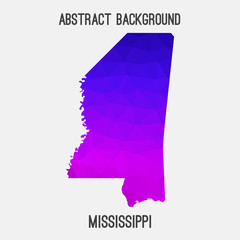 Mississippi map low poly geometric polygonal,mosaic style,abstract tessellation,modern design background. Geometric cover, mockup. Vector illustration EPS10.