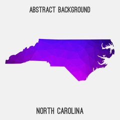 North Carolina map low poly geometric polygonal,mosaic style,abstract tessellation,modern design background. Geometric cover, mockup. Vector illustration EPS10.